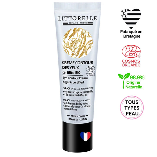 Litorelle - Crème Contour des Yeux à l'Orge Bio Certifiée Bio 30 mL